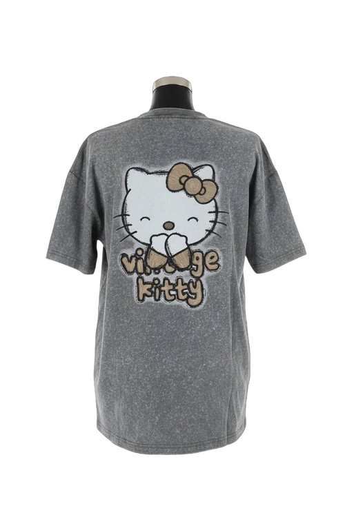 BLUSA HELLO KITY GRIS MANGAS LEOPARDO
