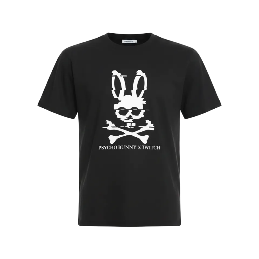 Playera premium Psycho Bunny negra de tamaño G, marca Selah Boutique, con diseño distintivo visible en la imagen.