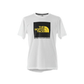 Playera premium The North Face Blanca con logo amarillo en talla XL, vista frontal, en color blanco.