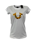 Playera blanca para mujer de la marca True Religion, estilo premium y cómoda, mostrada en la imagen.