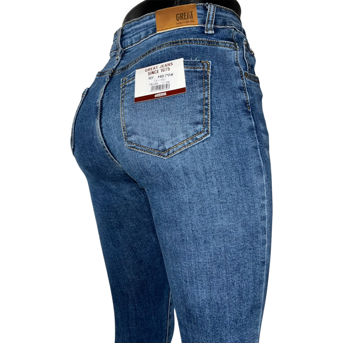 PANTALON ENTUBADO AZUL BOTÓN TOBILLOS