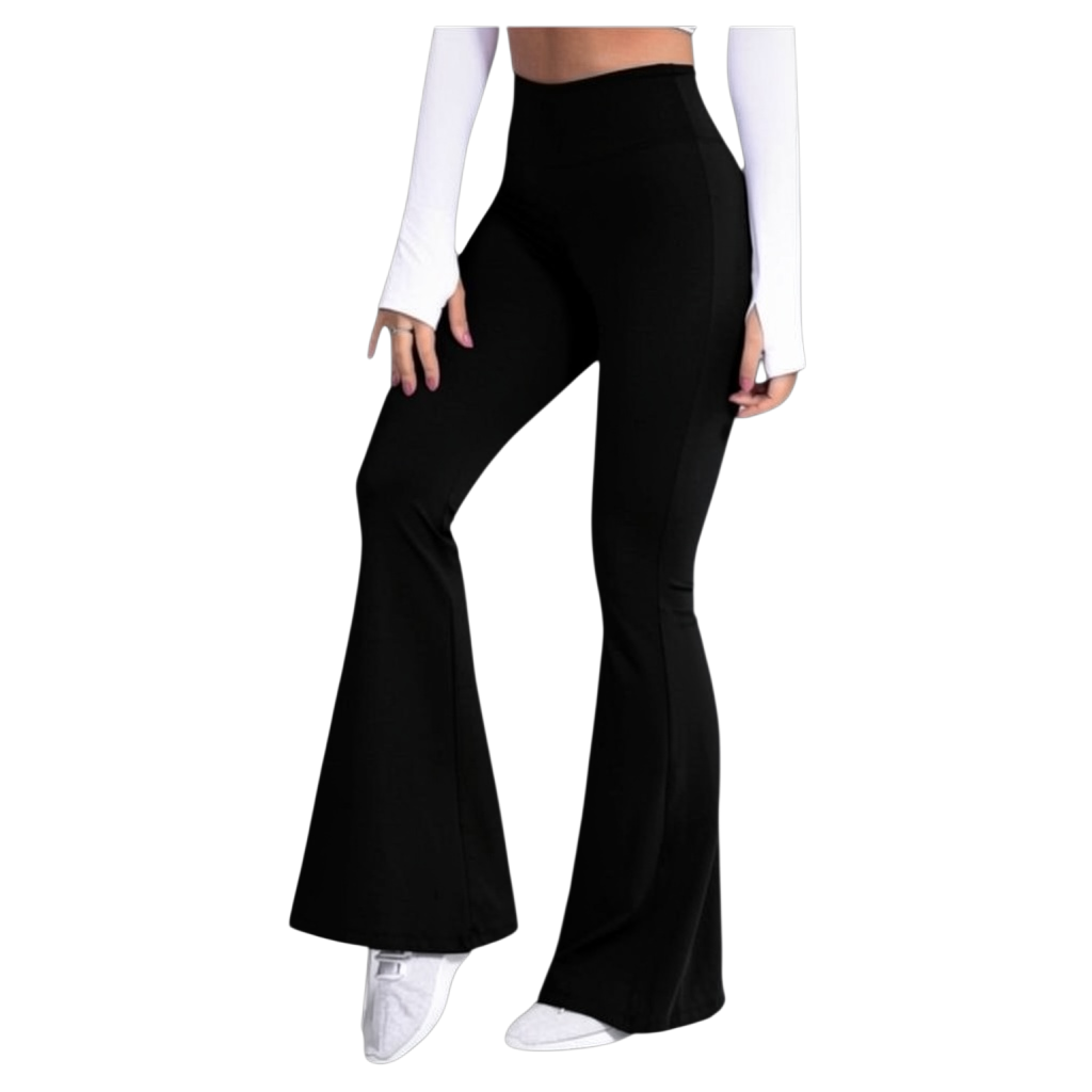 Leggins acampanados de ropa deportiva de Selah Boutique en diferentes colores, ajustados a la cintura y con estilo cómodo y moderno.