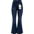 Pantalón acampanado de mezclilla para mujer, vista frontal, estilo casual y moderno, de la marca My Store 2
