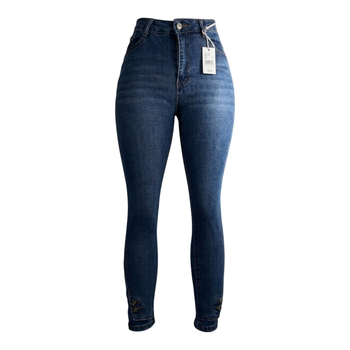 PANTALON ENTUBADO AZUL BOTÓN TOBILLOS