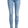 Pantalón entubado azul roto de mezclilla para mujer, diseño ajustado y estilo desgastado, de la marca My Store 2.